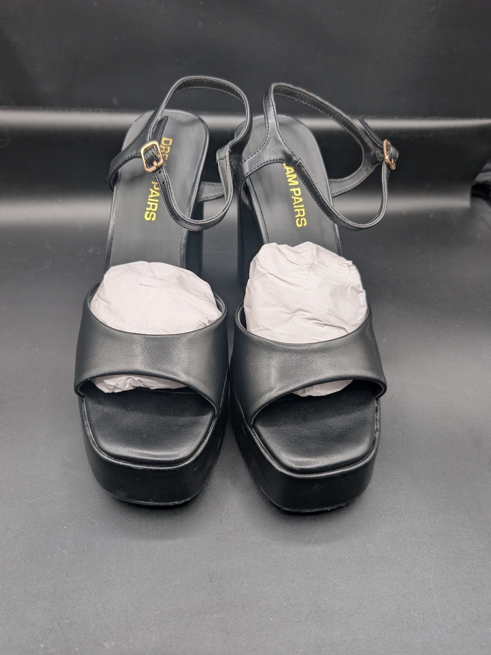 Dream Pairs Black Platform Slingback Heels